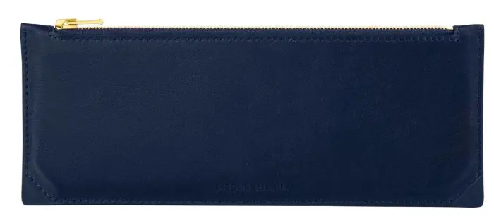 Trousse stylo en cuir, grand modèle - Bleu marine