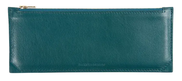 Trousse stylo en cuir, grand modèle - Vert émeraude