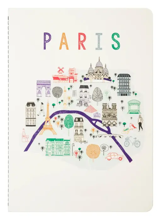Cahier A5 ligné - Affiche de Paris- 32 pages - Multicolore - New