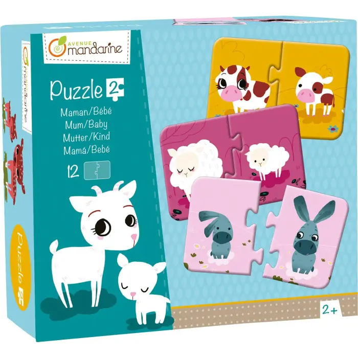 Puzzles 2 pièces, Maman/bébé - Multicolore