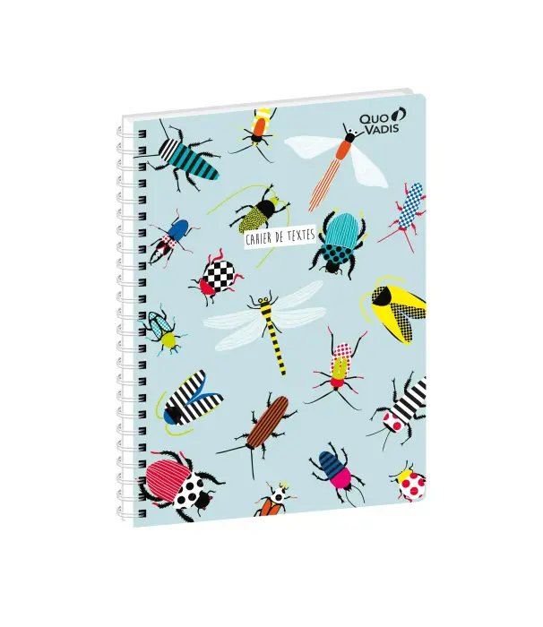 Quo Vadis - Cahier de textes - Spiralé - Français - Animascot - Journalier - 15x21 cm - Papier Clairefontaine blanc - Petite bete