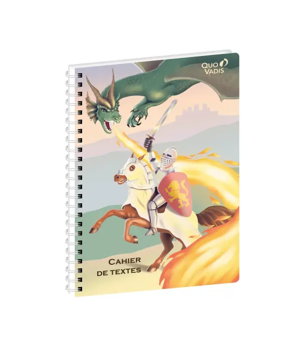 Quo Vadis - Cahier de textes - Spiralé - Français - Louise & Arthur - Journalier - 15x21 cm - Papier Clairefontaine blanc - Chevalier - PROMO