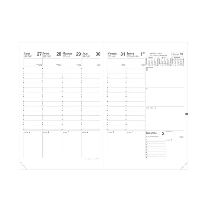 Quo Vadis - Recharge Agenda 16 mois - 2026-2027 - Planning SD - Semainier Planning - Français - 16 mois de septembre à décembre - 18x24 cm - Papier Clairefontaine blanc