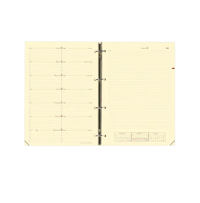 Quo Vadis - Recharge Organiseur - 2026-2027 - Timer 29 Notes Prestige - Semainier Notes - Français - 16 mois de septembre à décembre - 21x29,7 cm - Papier Clairefontaine ivoire