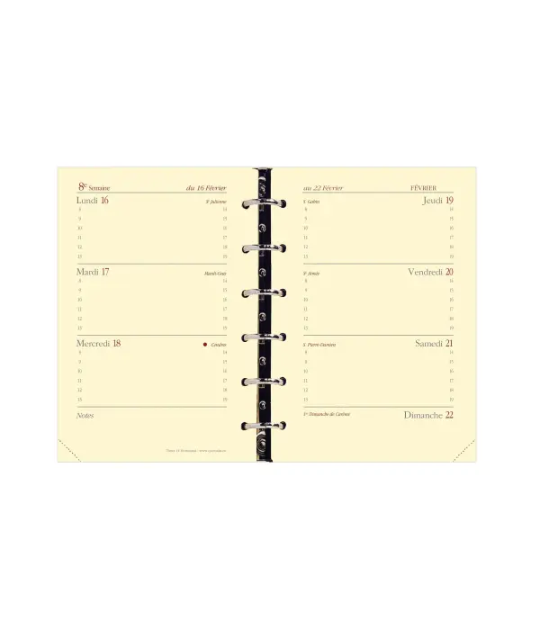 Quo Vadis - Recharge Organiseur - 2026-2027 - Timer 14 Horizontal Prestige - Semainier Horizontal - Français - 16 mois de septembre à décembre - 8x12,5 cm - Papier Clairefontaine ivoire