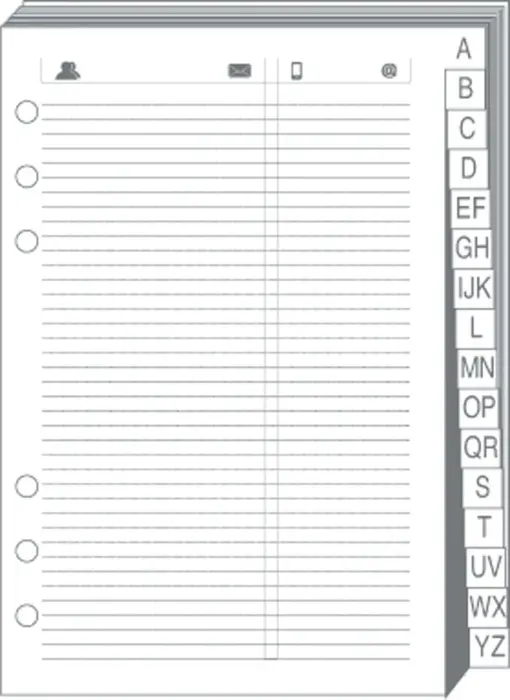 Quo Vadis - Recharge Organiseur - REPERTOIRE TEL T21 Ivoire - 15x21 cm - Papier Clairefontaine ivoire