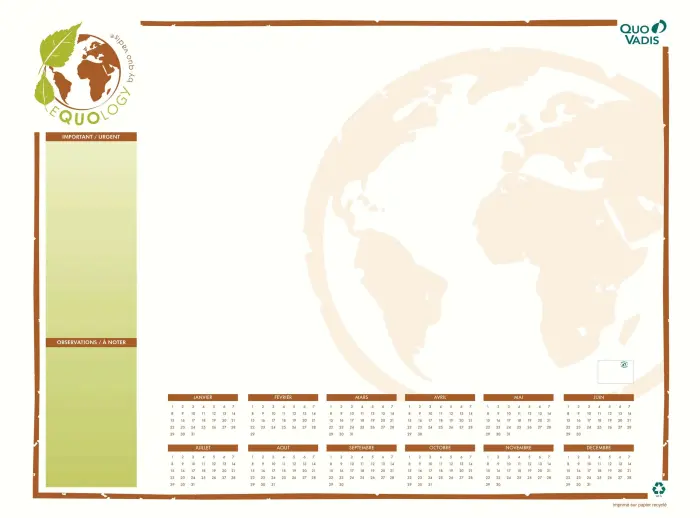 Quo Vadis - Calendrier mural - 2026-2027 - Français - Classic - 14 mois de août à septembre - 43x33,5 cm - Papier Clairefontaine blanc - Eventail