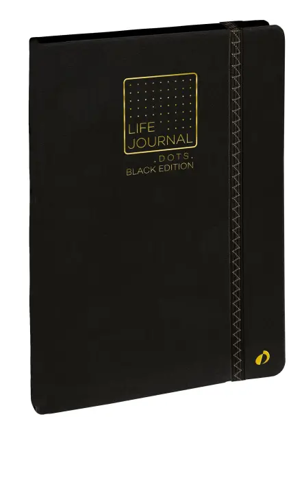 Quo Vadis - Carnet Bullet journal - Multilingue - Life Journal - Pages Points (dots) - 15x21 cm - Papier Clairefontaine noir - Noir