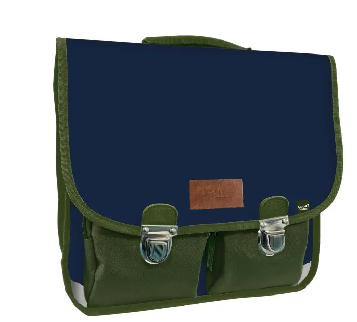 Quo Vadis - Cartable scolaire - QV Original - 38x30x14 cm - Toile (polyester) - MARINE/KAKI - PROMO