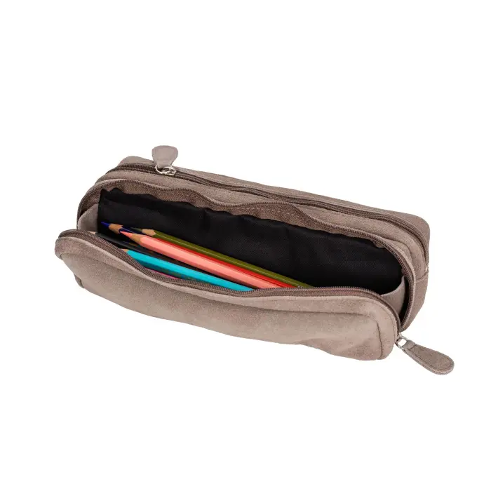 Quo Vadis - Trousse - Velours - 21x6x7 cm - Cuir de vachette suédé - PROMO