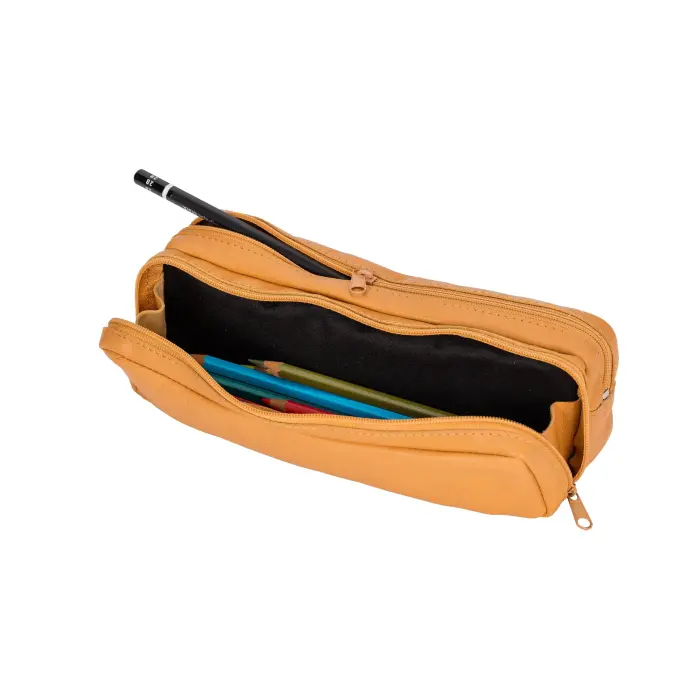 Quo Vadis - Trousse - Merinos - 21x6x7 cm - Cuir pleine fleur de porc - Havane