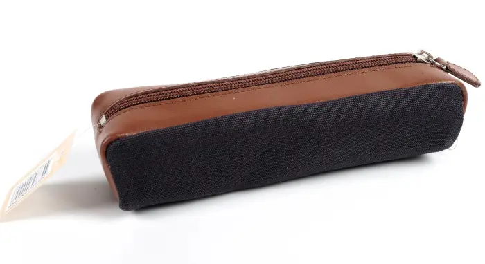 Quo Vadis - Trousse - S1829 - 20x6x4,5 cm - Cuir pleine fleur de vachette - Bleu marron - PROMO