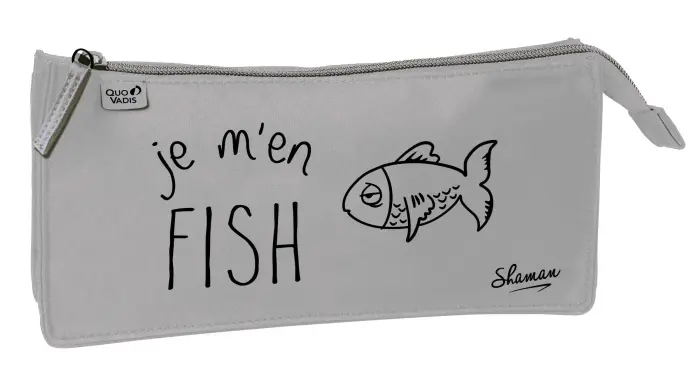 Quo Vadis - Trousse scolaire - Shaman - 23,5x11,5 cm - Toile (polyester) - Fish - PROMO