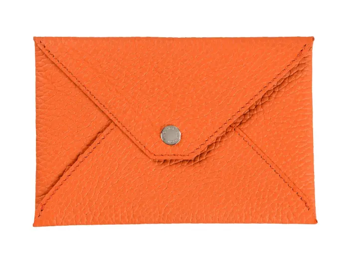 Quo Vadis - Enveloppe papiers identité - Camargue - 14x9,5 cm - Cuir pleine fleur de taurillon - Orange