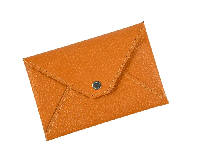 Quo Vadis - Enveloppe papiers identité - Pekari - 14x9,5 cm - Cuir pleine fleur de porc - Havane