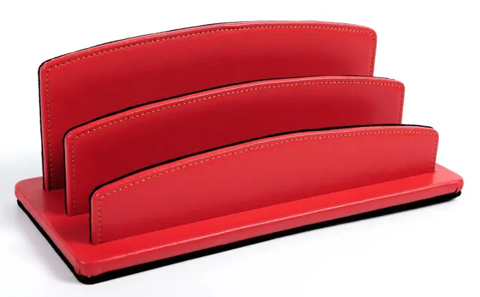 Quo Vadis - Trieur à courrier - Satiny - 26x10,5x10,5 cm - Cuir pleine fleur de vachette - Rouge