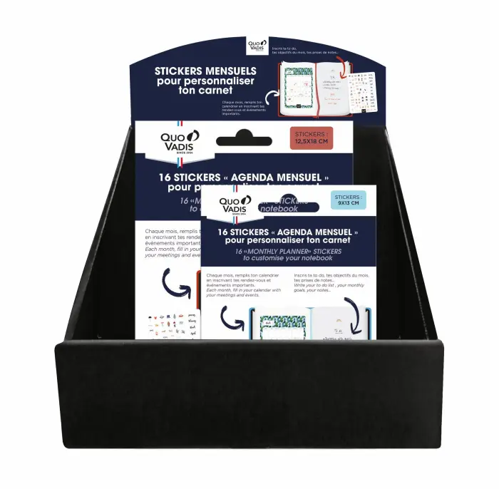 Quo Vadis - Presentoir stickers mensuels ml par 18 - Multilingue - 25x19x31cm - PROMO