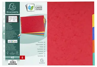 EXACOMPTA Intercalaires en carton, uni A3 paysage, 5 touches