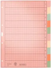 LEITZ Intercalaires en papier naturel, blanc, A4, 10 touches