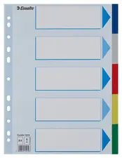 Esselte Intercalaires en plastique, uni, A4, PP, 6 touches