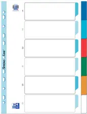 Oxford Intercalaires en plastique, uni, A4, 6 touches