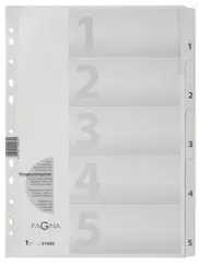 PAGNA Intercalaires, carton, chiffres 1 - 5, A4, 5 touches