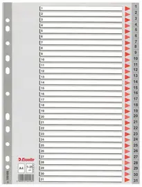 Esselte Intercalaires en plastique, numérique, A4, 1-31,gris