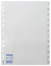 esselte Intercalaires en plastique, chiffres, A4, 1-12
