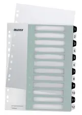 LEITZ Intercalaires en plastique WOW, numéroté, 1-12