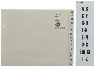LEITZ Tauenpapier-Register, A-Z, für 150 Ordner, grau