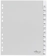 DURABLE Intercalaires mensuels plastique, A4, 12 pièces,gris
