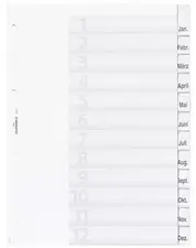 DURABLE Intercalaires en plastique, A4, 12 touches, trans.