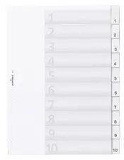 DURABLE Intercalaires en plastique, A4, 10 touches, transp.