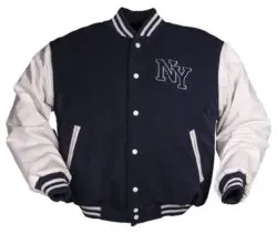 VESTE NY BASEBALL AVEC PATCH BLEU MARINE/BLANC