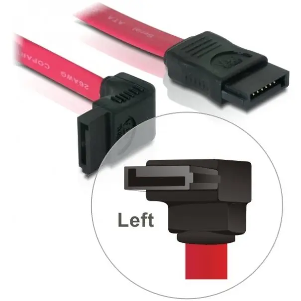Cable SATA 6 Gb/s straight to upwards angled 50cm
