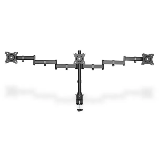 Digitus triple monitor mount, 3x 15–27", 3x 8 kg, clamp mount, VESA: 75x75, 100x100, black