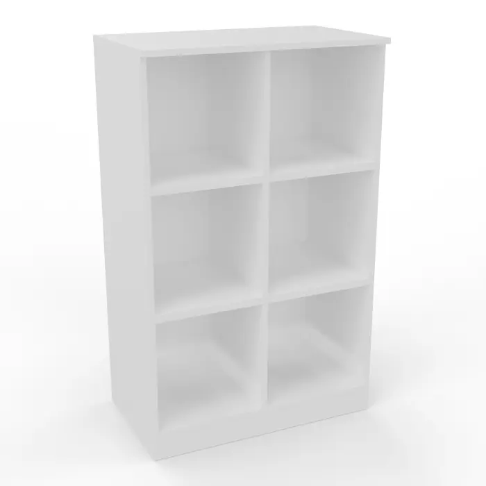 Camille 2 - Corps meuble 6 cases H. 134,4 cm x L. 83,3 cm x P. 49,6 cm mélamine blanc neige
