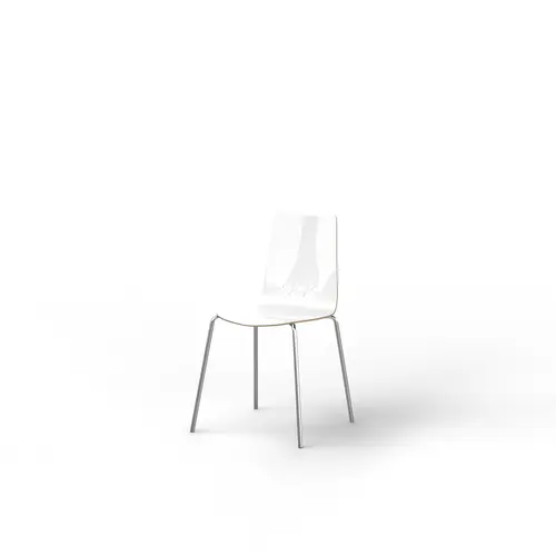 Lot de 2 chaises Spoon décor blanc sur 4 pieds aluminium poli