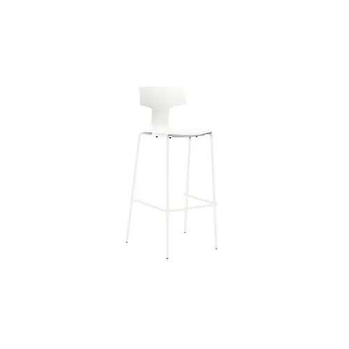 Lot de 2 tabourets Tara polypropylène blanc sur 4 pieds métal lisse blanc