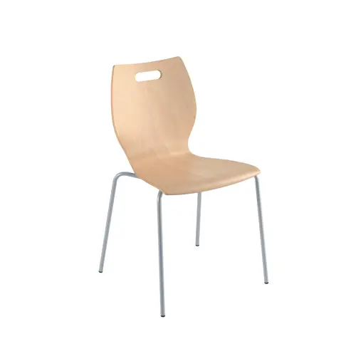 Lot de 2 chaises hêtre naturel 4 pieds finition gris aluminium