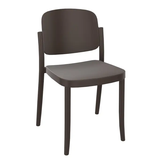 Lot de 4 chaises Line en polypropylène 4 pieds sans accoudoirs polypropylène marron