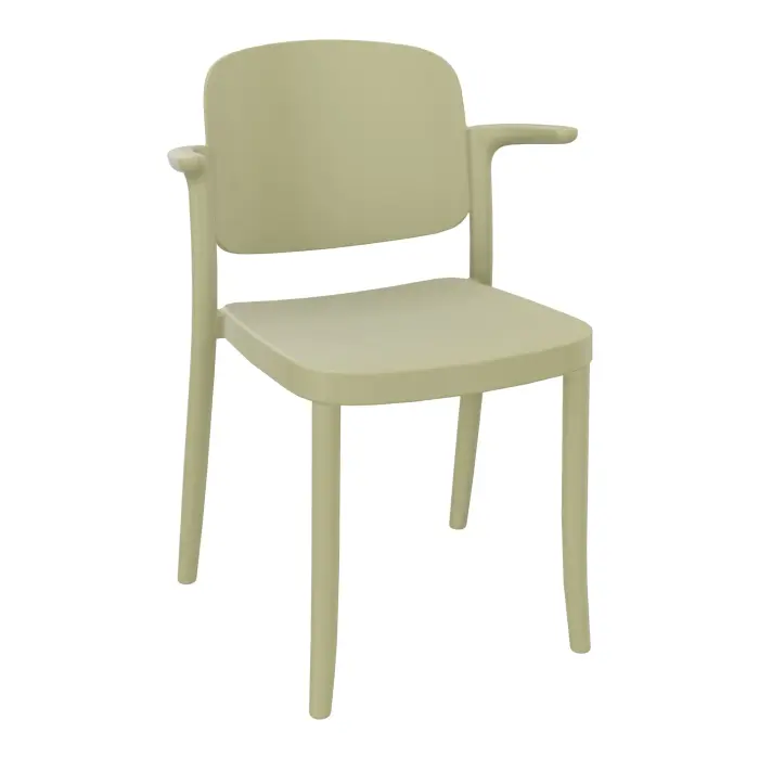Lot de 4 chaises Line en polypropylène 4 pieds avec accoudoirs polypropylène sable