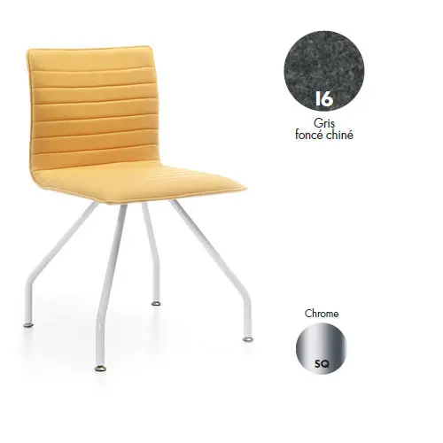 Chaise Timor tissu Blazer gris foncé chiné sur piètement chromé