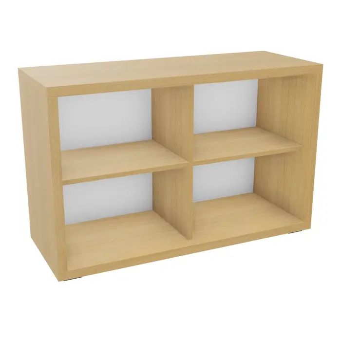 Armoire rangements déco Kara mélamine chêne clair 1 tablette H. 78,2 x L. 120 x P. 46 cm - finition façade et dos mélamine blanc neige - sans portes