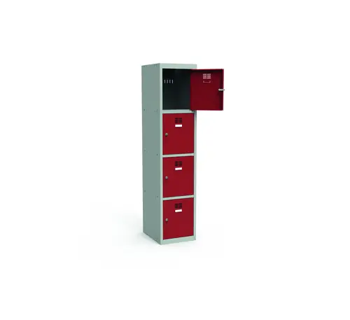 Vestiaire démontable 4 cases rouge élément départ gris