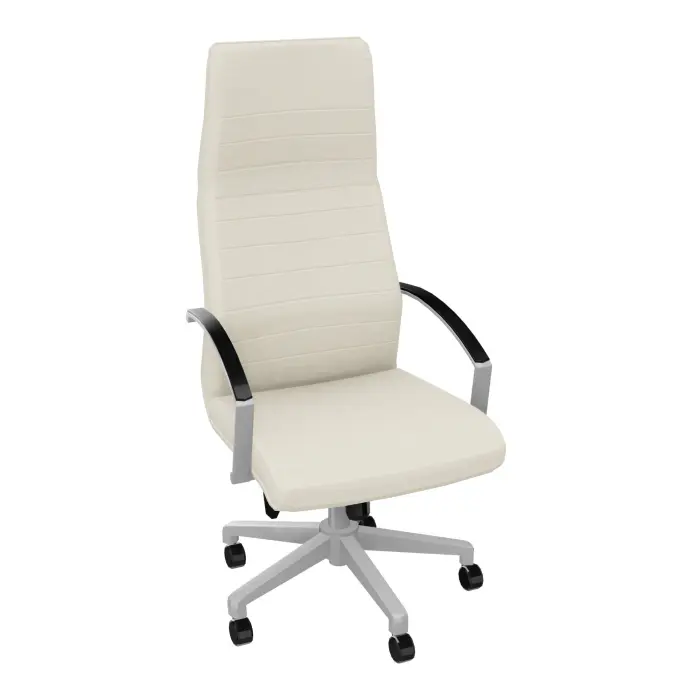 Fauteuil président Manhattan cuir ivoire piétement aluminium poli