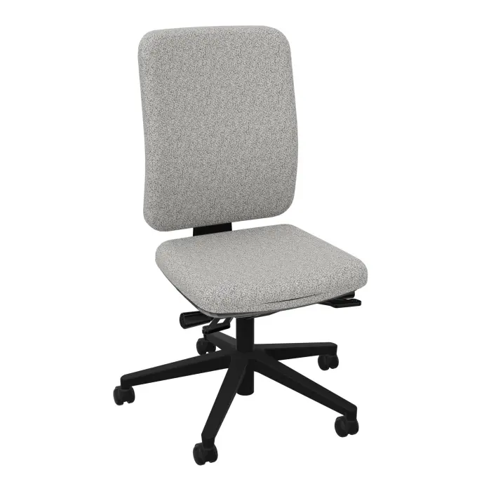 Siège Oscar haut dossier mécanisme ergonomique dossier coque noir tissu Step mélange gris clair chiné piétement nylon noir - roulettes sol souple freinées en charge
