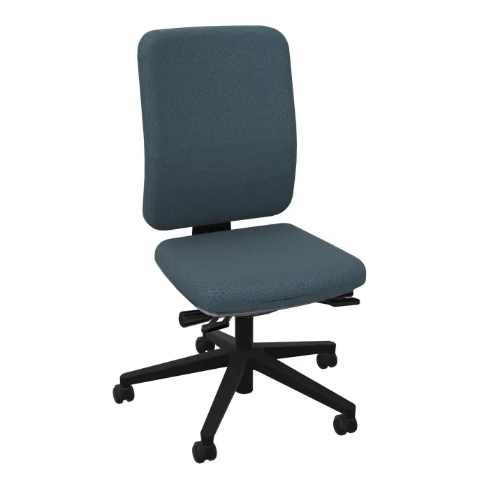 Siège Oscar haut dossier mécanisme ergonomique dossier coque blanc tissu Bondaï  gris orage piètement nylon noir - roulettes sol dur freinées en charge