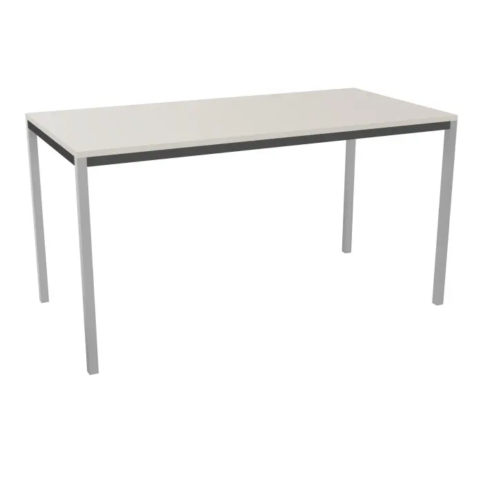 Table polyvalente rectangulaire L. 140 x P. 70 cm - plateau mélamine lin piétement métal lisse gris aluminium