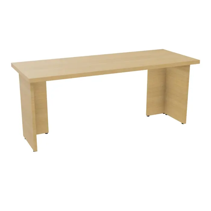 Kit extension Modulo L. 180 x P. 70 cm épaisseur 38mm plateau nu mélamine chêne clair piètement panneau mélamine chêne clair- capacité 3 personnes